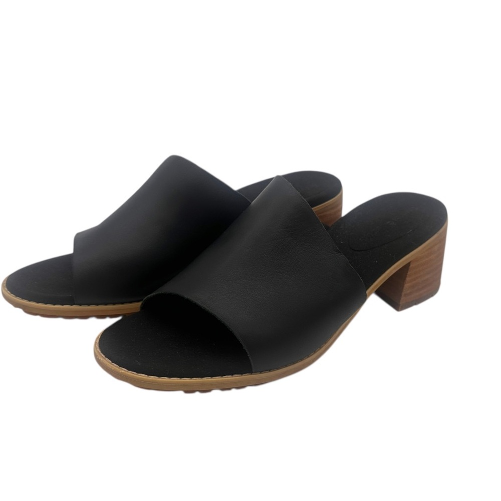 Timberland Laguna Shores Block Heel Sandals Black Leather 8.5
